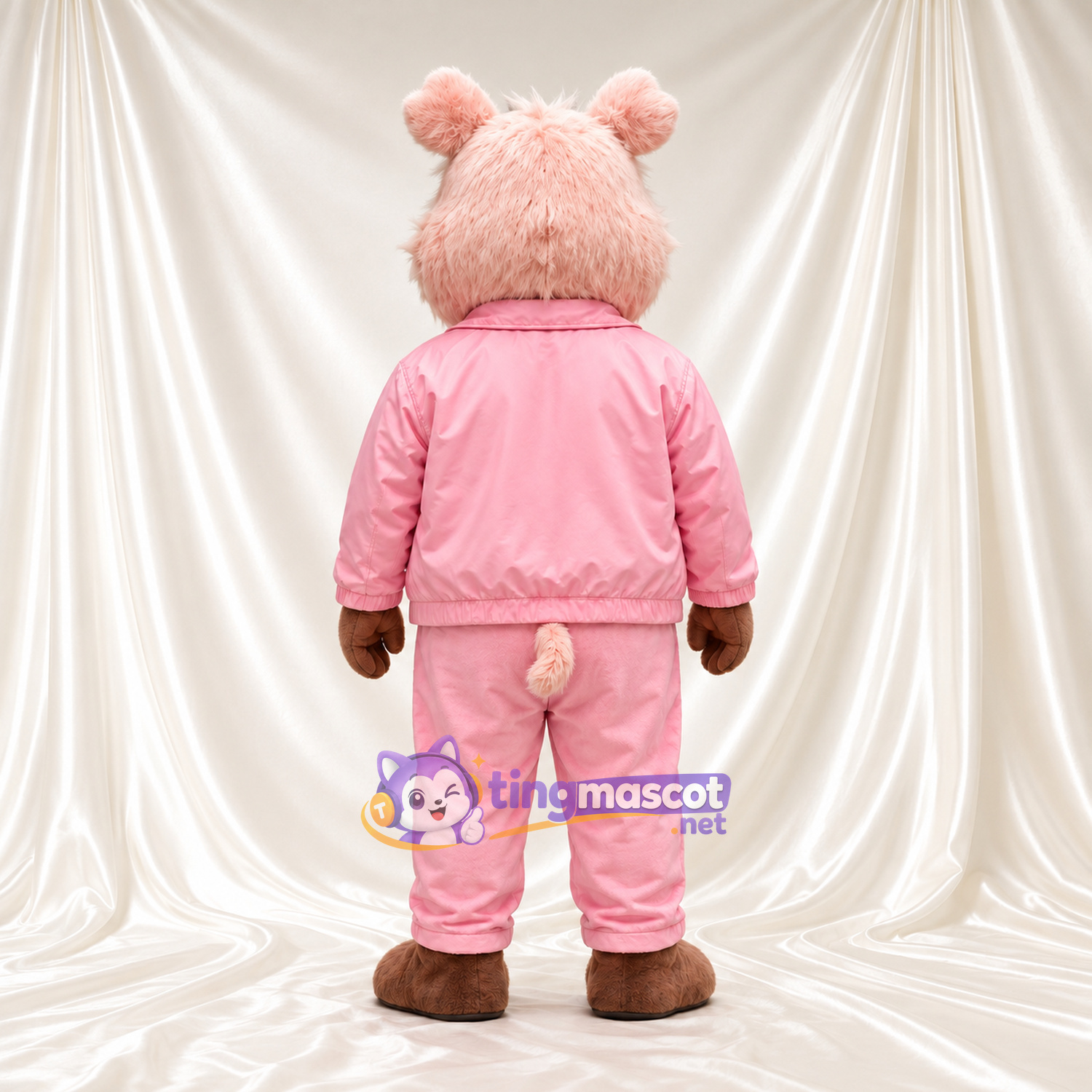 Costume de mascotte Cochon – gris – Survêtement (rose) Costume de mascotte Cochon – gris – Survêtement (rose)