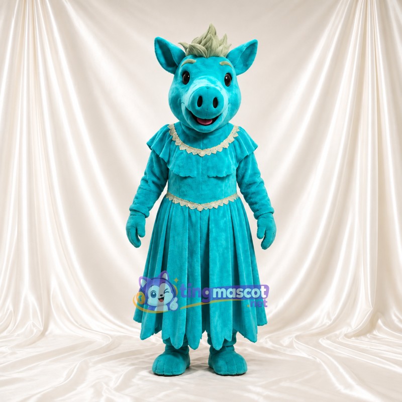Costume de mascotte Cochon – bleu canard – Robe (bleu canard) Costume de mascotte Cochon – bleu canard – Robe (bleu canard)