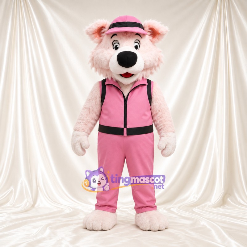 Maskottchenkostüm Eisbär – weiß – Trainingsanzug (rosa)