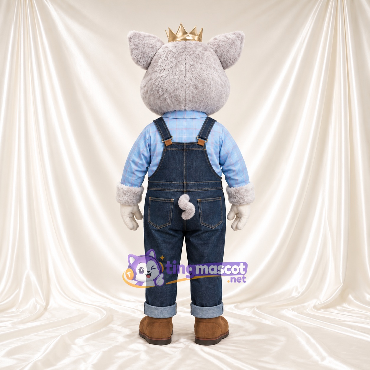 Costume de mascotte Cochon – crème / rose – Couronne; Salopette Costume de mascotte Cochon – crème / rose – Couronne; Salopette