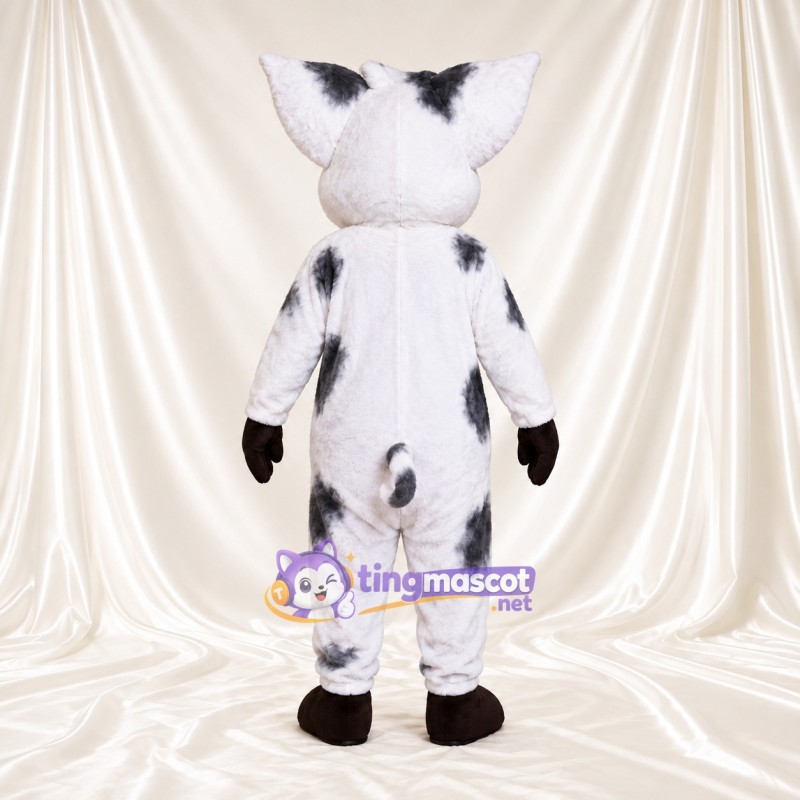Black and White Pig Mascot Costume - Pink Inner Ears and Black Gloves Black and White Pig Mascot Costume - Pink Inner Ears and Black Gloves