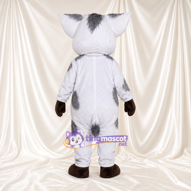 Black and White Pig Mascot Costume - Pink Inner Ears and Brown Hands Black and White Pig Mascot Costume - Pink Inner Ears and Brown Hands
