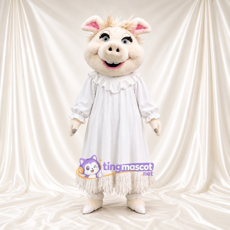 Costume de mascotte Cochon – blanc – Robe (blanc) Costume de mascotte Cochon – blanc – Robe (blanc)