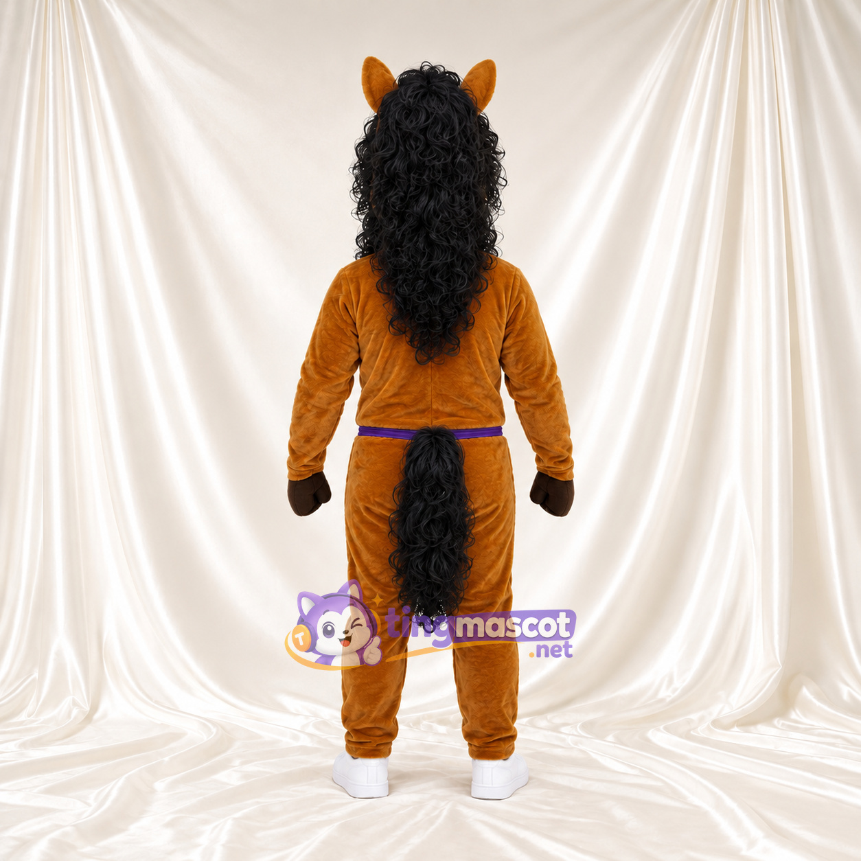Costume de mascotte Cheval – orange – Short (violet) Costume de mascotte Cheval – orange – Short (violet)