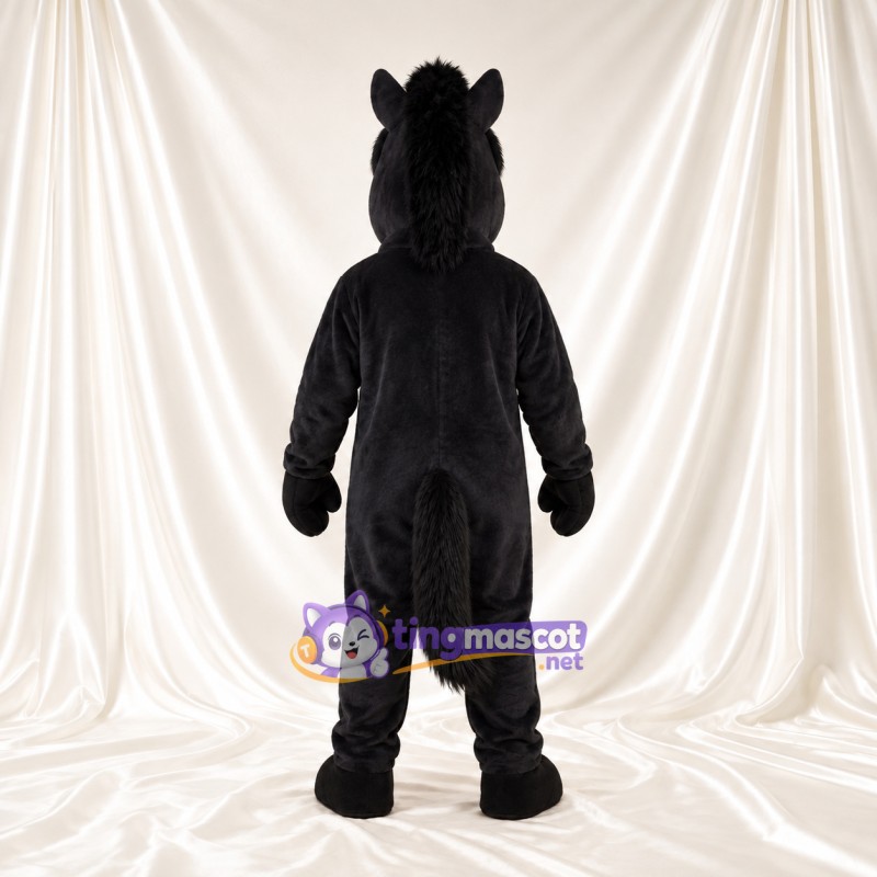 Black Horse Mascot Costume - Black Mane and Round Muzzle Black Horse Mascot Costume - Black Mane and Round Muzzle