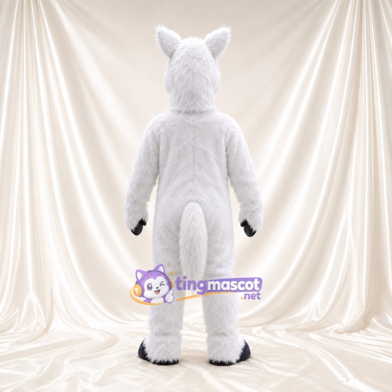 Costume de mascotte Cheval – blanc – Intérieur des oreilles (rose); Sabots (noir) Costume de mascotte Cheval – blanc – Intérieur des oreilles (rose); Sabots (noir)