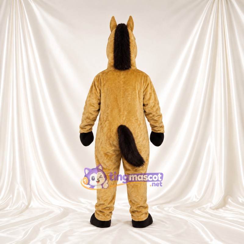Costume de mascotte Cheval – brun doré – Crinière (noir); Gants (noir) Costume de mascotte Cheval – brun doré – Crinière (noir); Gants (noir)