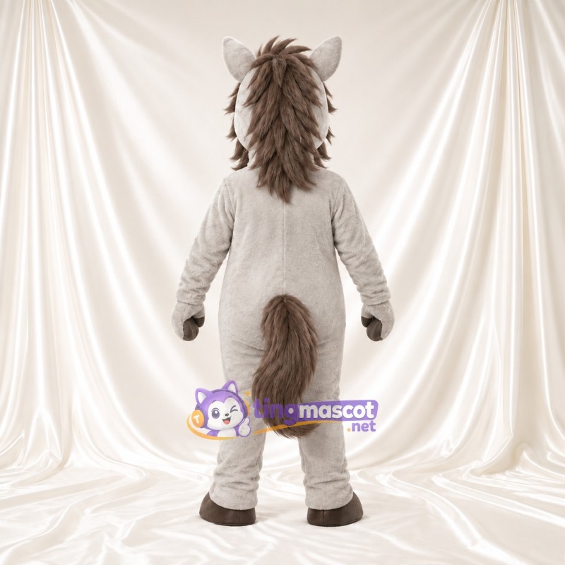 Costume de mascotte Cheval – gris – Crinière (gris); Yeux (bleu) Costume de mascotte Cheval – gris – Crinière (gris); Yeux (bleu)