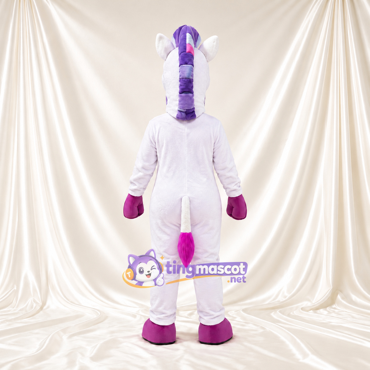 Costume de mascotte Zèbre – blanc / violet – Ventre (violet) Costume de mascotte Zèbre – blanc / violet – Ventre (violet)