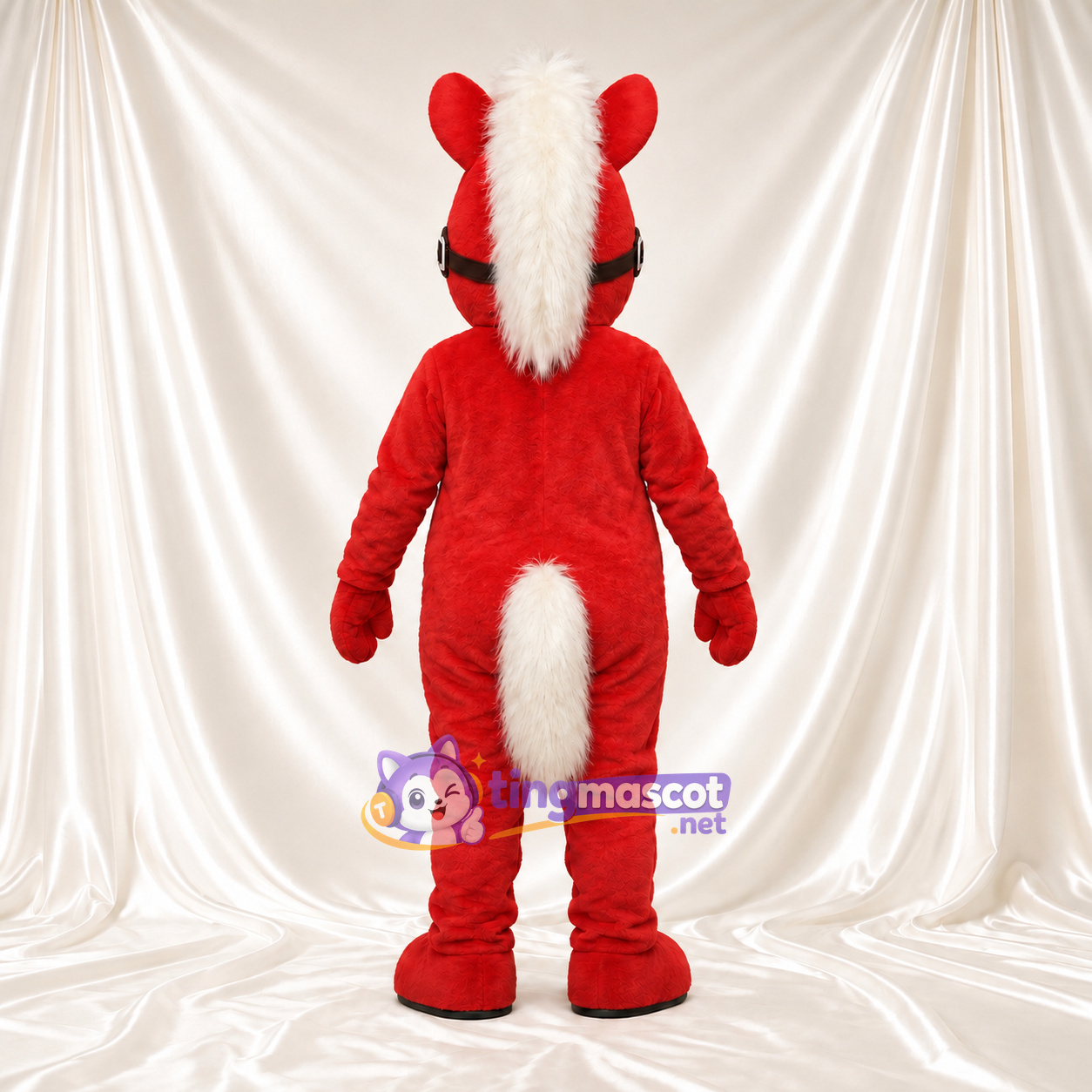 Costume de mascotte Cheval – rouge – Crinière (blanc) Costume de mascotte Cheval – rouge – Crinière (blanc)