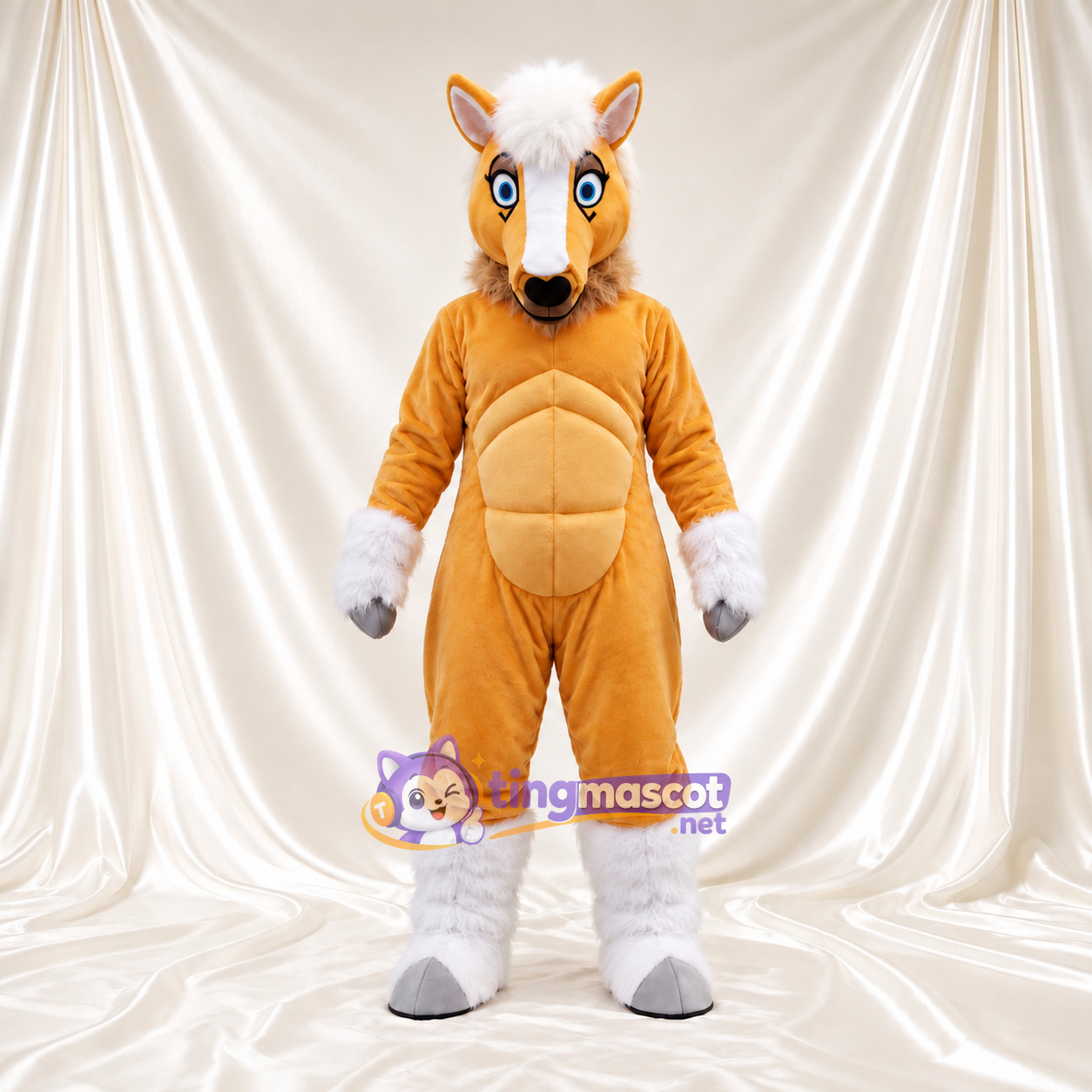 Tan Horse Mascot Costume - Muscular Body Tan Horse Mascot Costume - Muscular Body