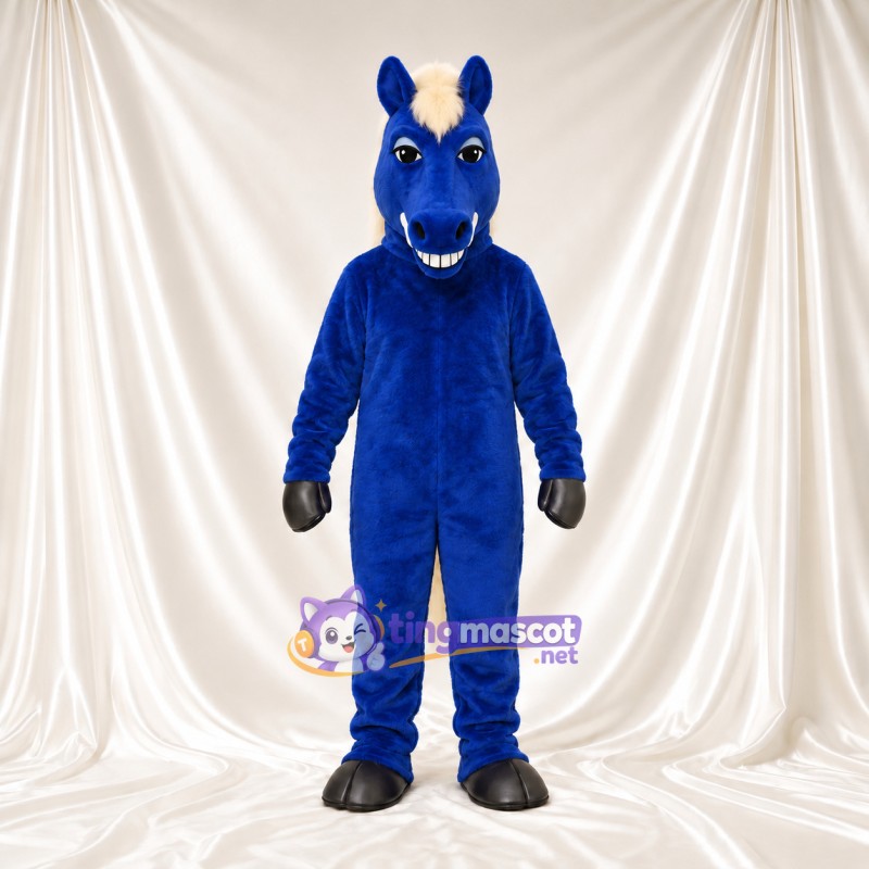 Costume de mascotte Cheval – bleu – Crinière (blanc); Queue Costume de mascotte Cheval – bleu – Crinière (blanc); Queue