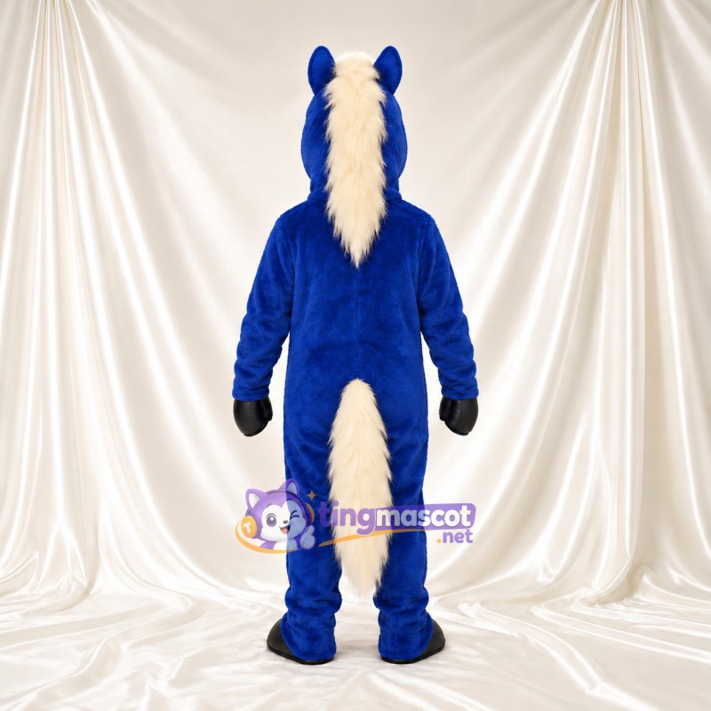 Costume de mascotte Cheval – bleu – Crinière (blanc); Queue Costume de mascotte Cheval – bleu – Crinière (blanc); Queue