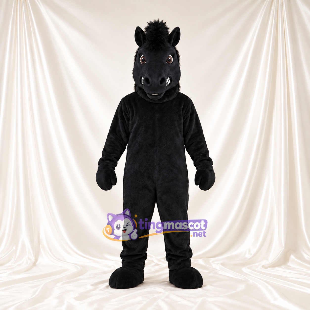 Black Horse Mascot Costume - Black Mane and Head Tuft Black Horse Mascot Costume - Black Mane and Head Tuft