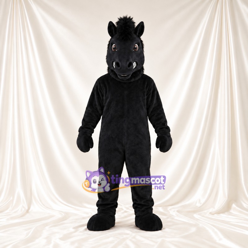 Black Horse Mascot Costume - Black Mane and Head Tuft Black Horse Mascot Costume - Black Mane and Head Tuft