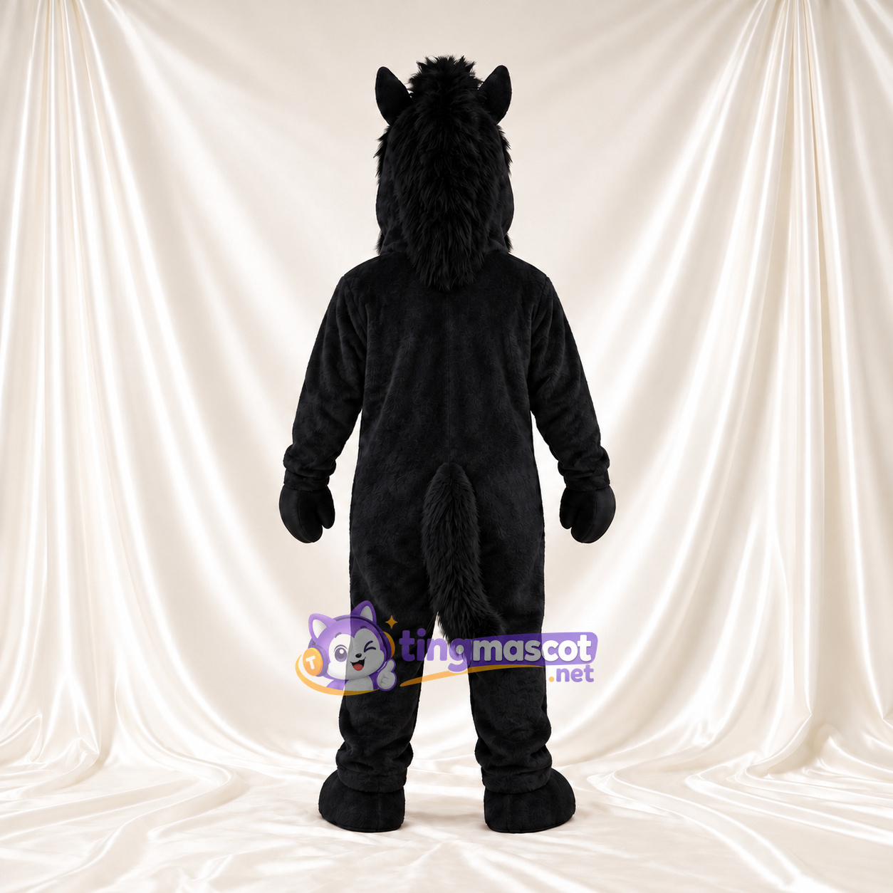 Black Horse Mascot Costume - Black Mane and Head Tuft Black Horse Mascot Costume - Black Mane and Head Tuft