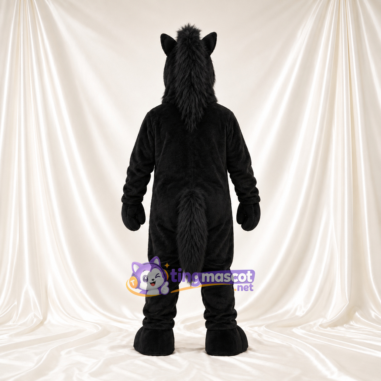 Black Horse Mascot Costume - Black Mane and Long Ears Black Horse Mascot Costume - Black Mane and Long Ears