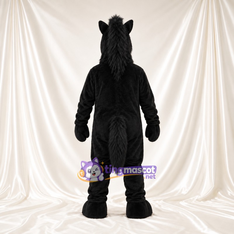 Black Horse Mascot Costume - Black Mane and Long Ears Black Horse Mascot Costume - Black Mane and Long Ears