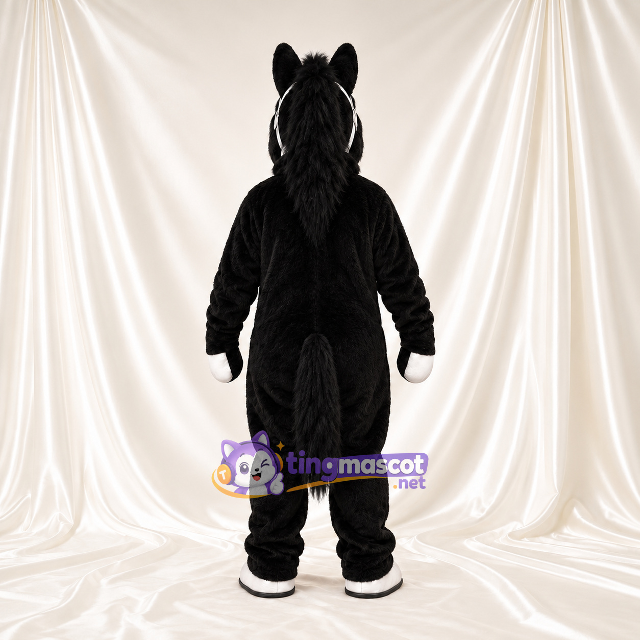 Black Horse Mascot Costume - White Hooves and White Face Black Horse Mascot Costume - White Hooves and White Face