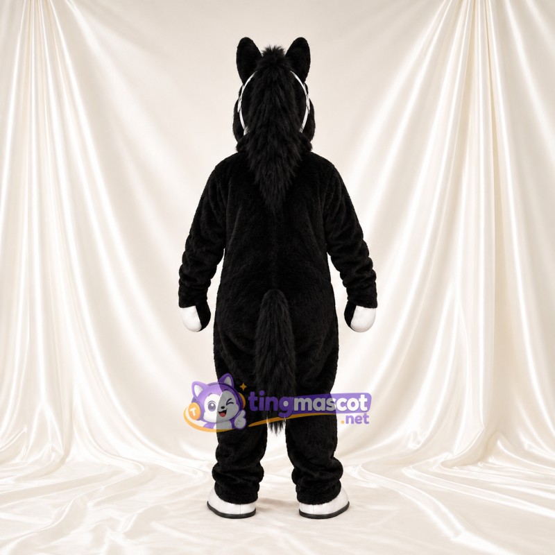 Black Horse Mascot Costume - White Hooves and White Face Black Horse Mascot Costume - White Hooves and White Face