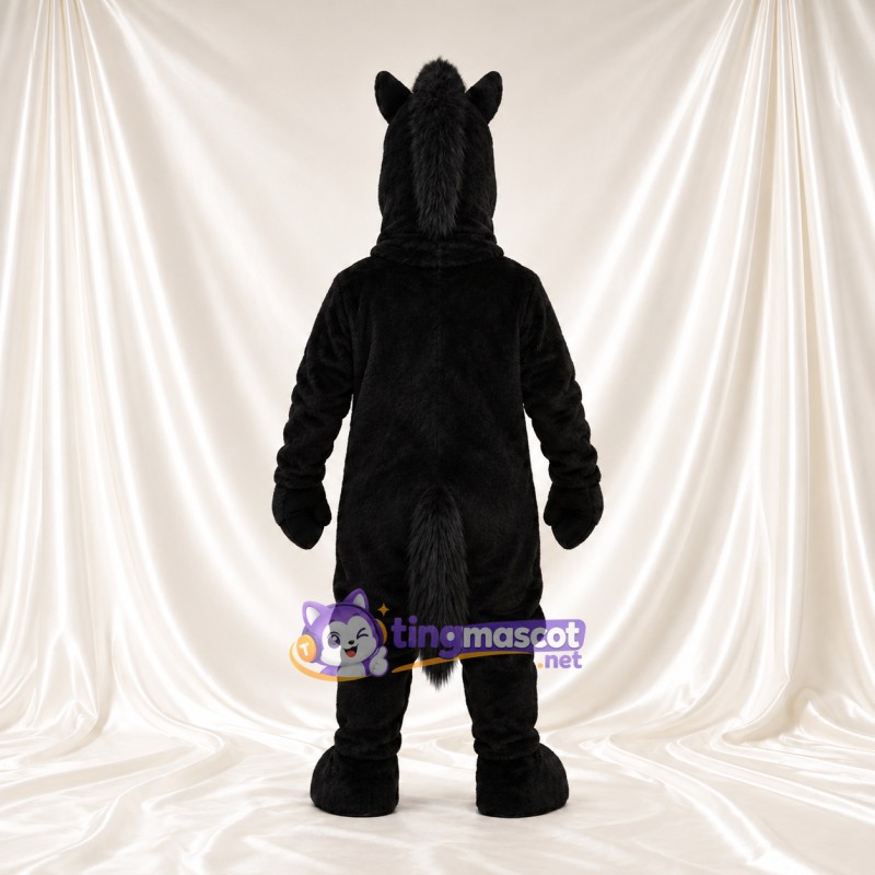 Black Horse Mascot Costume - Black Mane and Round Muzzle Black Horse Mascot Costume - Black Mane and Round Muzzle
