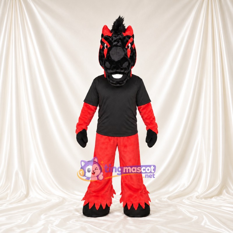 Black and Red Dragon Mascot Costume - Black Shirt Black and Red Dragon Mascot Costume - Black Shirt