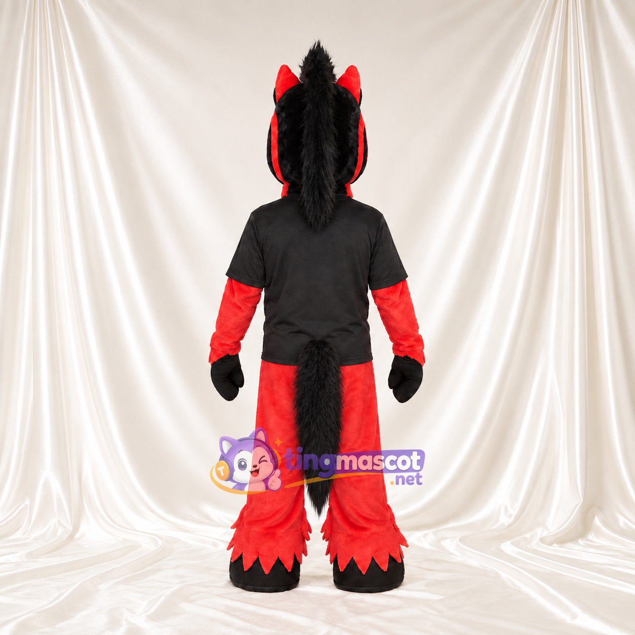 Black and Red Dragon Mascot Costume - Black Shirt Black and Red Dragon Mascot Costume - Black Shirt
