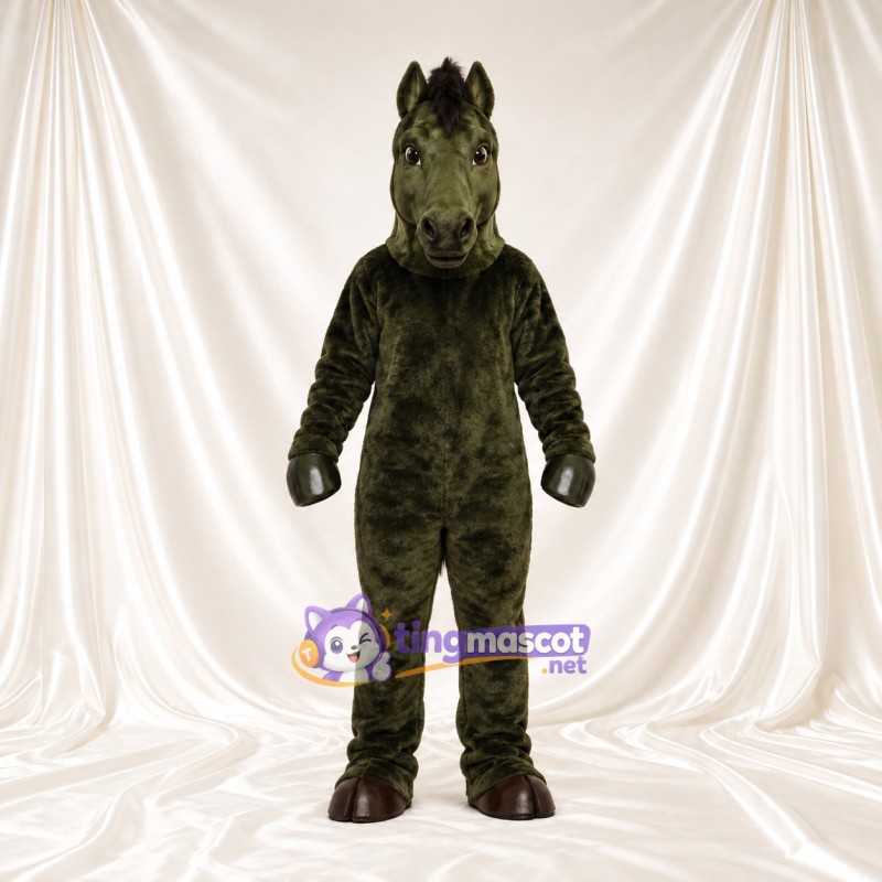 Dark Green Horse Mascot Costume Dark Green Horse Mascot Costume