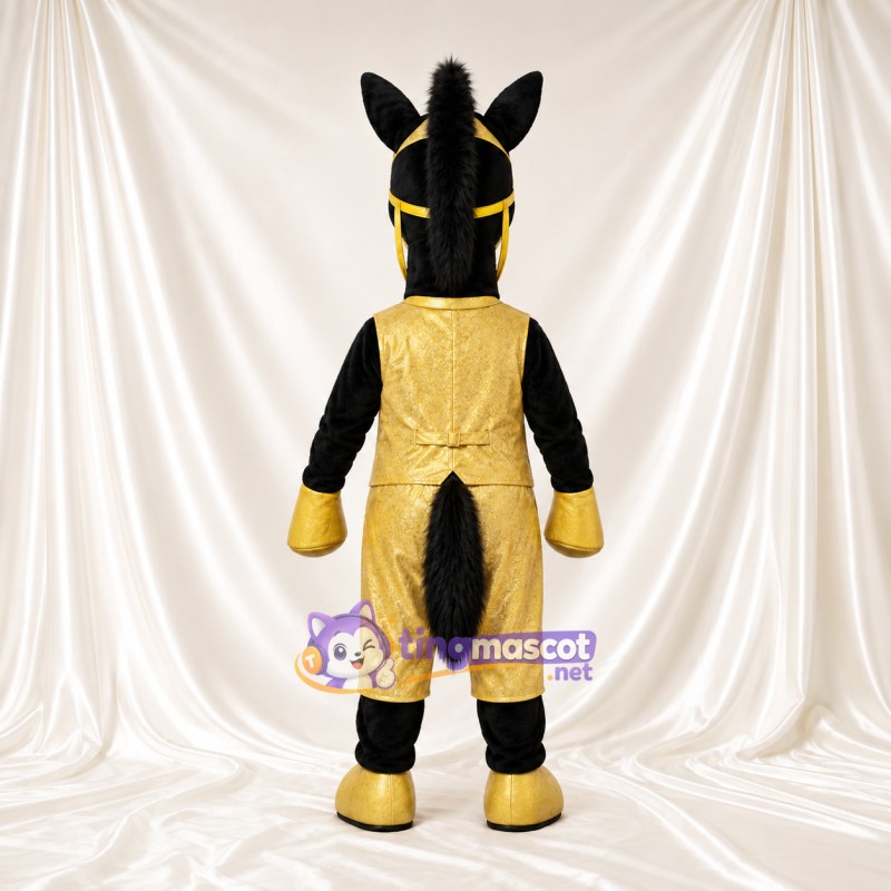 Costume de mascotte Cheval – noir – Costume (doré) Costume de mascotte Cheval – noir – Costume (doré)
