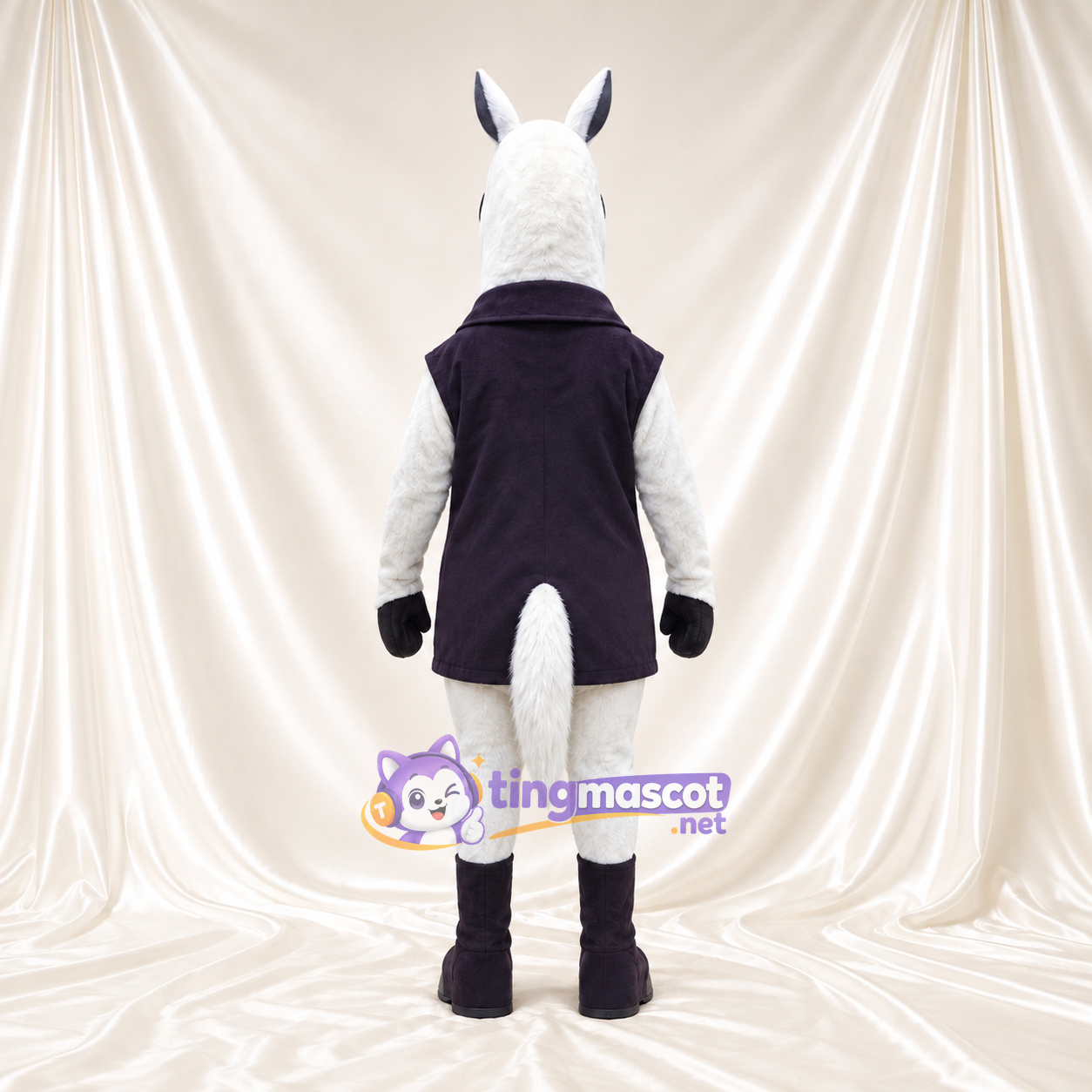 Costume de mascotte Cheval – blanc – Gilet; Lunettes de soleil Costume de mascotte Cheval – blanc – Gilet; Lunettes de soleil