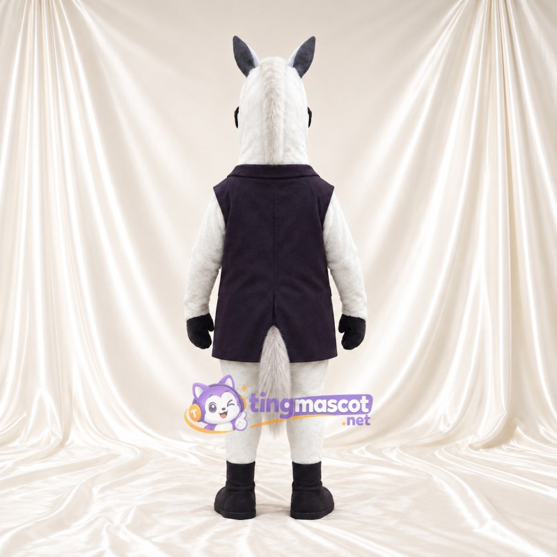 Costume de mascotte Cheval – blanc – Gilet; Lunettes de soleil Costume de mascotte Cheval – blanc – Gilet; Lunettes de soleil
