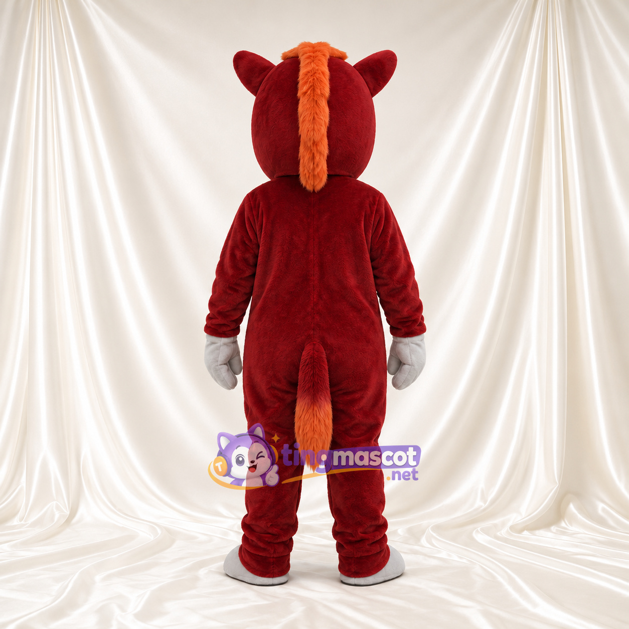 Costume de mascotte Cheval – rouge – Visage (blanc); Ventre Costume de mascotte Cheval – rouge – Visage (blanc); Ventre