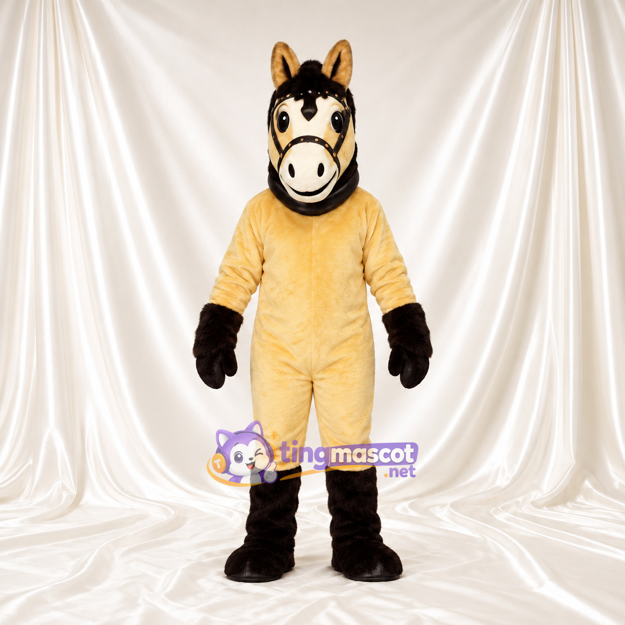 Costume de mascotte Cheval – jaune / noir Costume de mascotte Cheval – jaune / noir