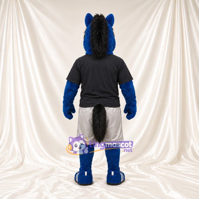 Costume de mascotte Cheval – bleu – Chemise (noir); Short (gris) Costume de mascotte Cheval – bleu – Chemise (noir); Short (gris)
