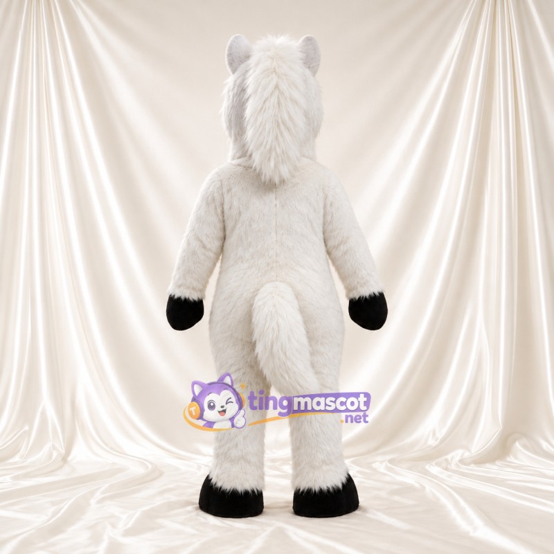 Costume de mascotte Cheval – blanc – Sabots (noir); Yeux (bleu) Costume de mascotte Cheval – blanc – Sabots (noir); Yeux (bleu)