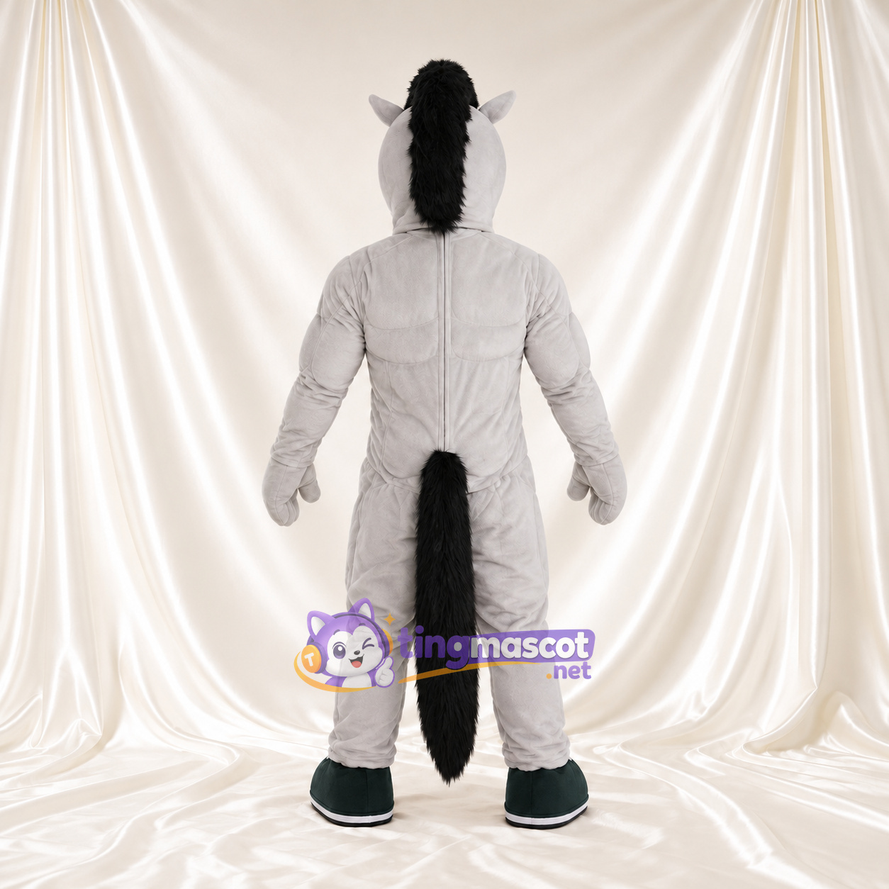 Costume de mascotte Cheval – gris – Corps musclé Costume de mascotte Cheval – gris – Corps musclé