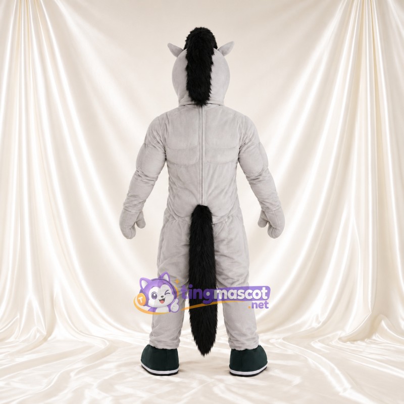 Costume de mascotte Cheval – gris – Corps musclé Costume de mascotte Cheval – gris – Corps musclé