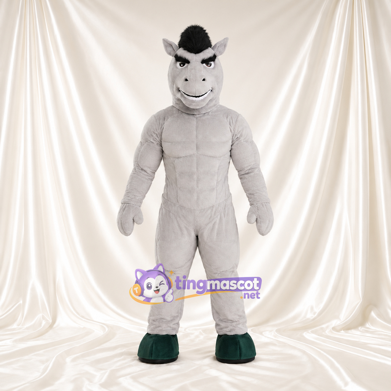 Costume de mascotte Cheval – gris – Corps musclé Costume de mascotte Cheval – gris – Corps musclé