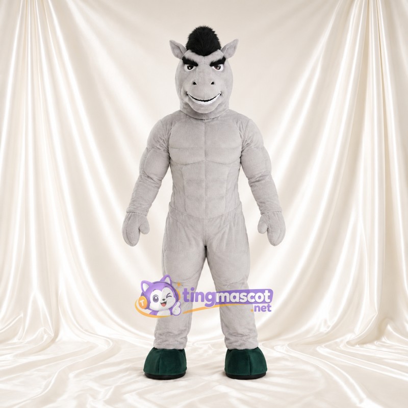 Costume de mascotte Cheval – gris – Corps musclé Costume de mascotte Cheval – gris – Corps musclé