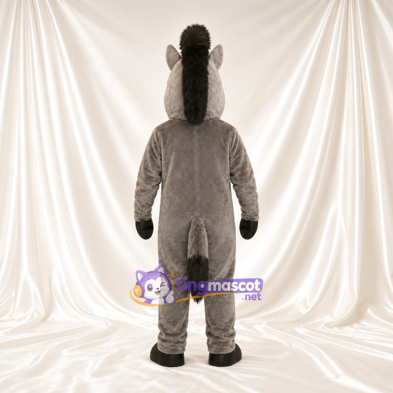 Costume de mascotte Cheval – gris – Crinière (noir) Costume de mascotte Cheval – gris – Crinière (noir)
