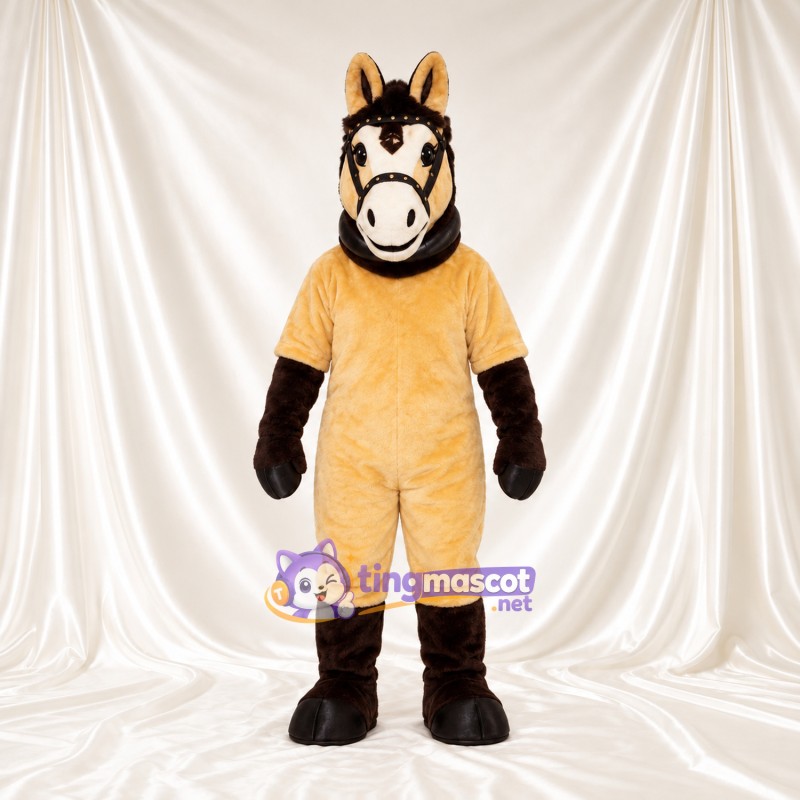 Costume de mascotte Cheval – jaune / noir – Crinière (noir); Bas des jambes Costume de mascotte Cheval – jaune / noir – Crinière (noir); Bas des jambes