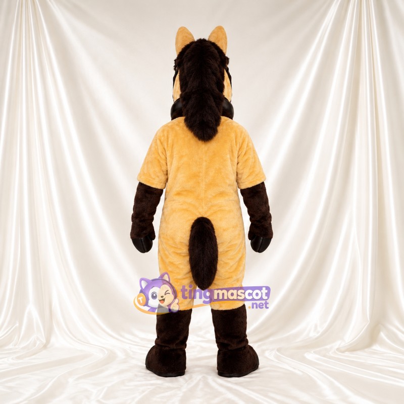 Costume de mascotte Cheval – jaune / noir – Crinière (noir); Bas des jambes Costume de mascotte Cheval – jaune / noir – Crinière (noir); Bas des jambes