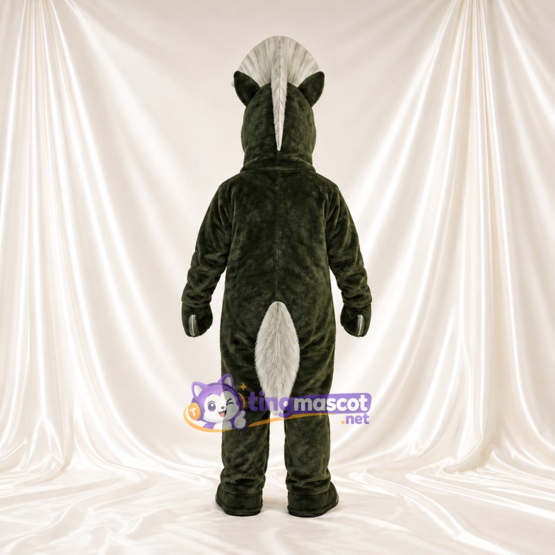 Dark Green Horse Mascot Costume - White Mane and Tail Dark Green Horse Mascot Costume - White Mane and Tail