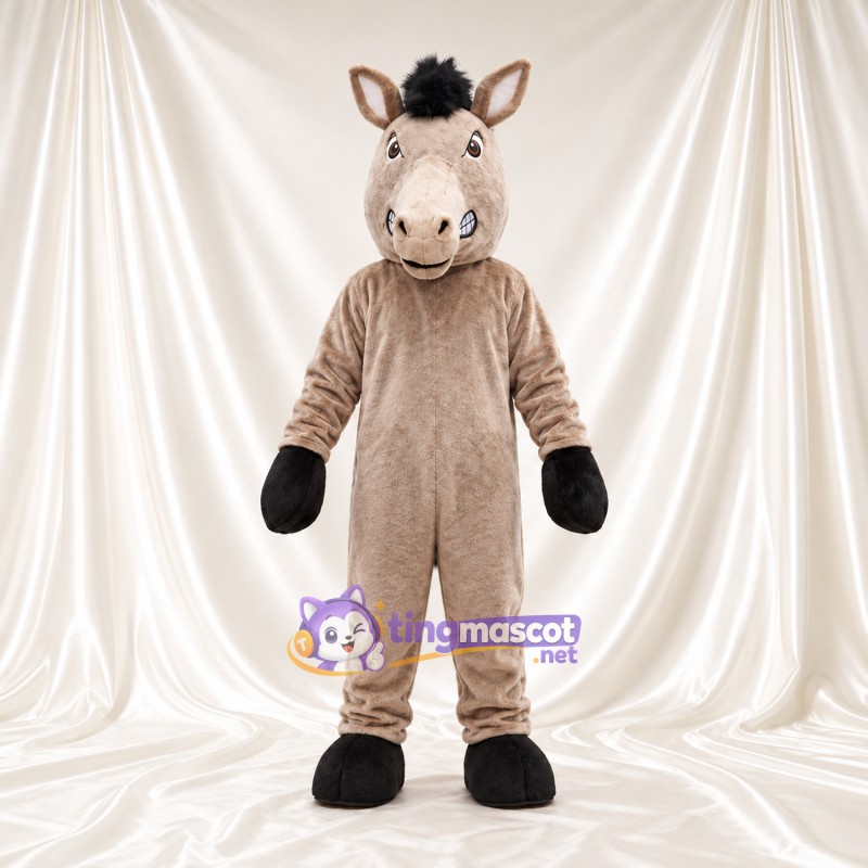 Costume de mascotte Cheval – brun grisé – Crinière (noir) Costume de mascotte Cheval – brun grisé – Crinière (noir)
