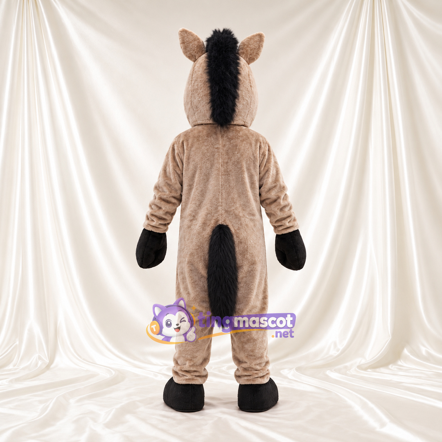 Costume de mascotte Cheval – brun grisé – Crinière (noir) Costume de mascotte Cheval – brun grisé – Crinière (noir)