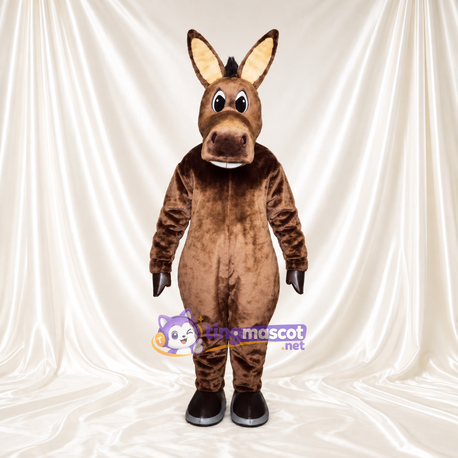 Costume de mascotte Âne – marron – Crinière (noir); Sabots (noir) Costume de mascotte Âne – marron – Crinière (noir); Sabots (noir)