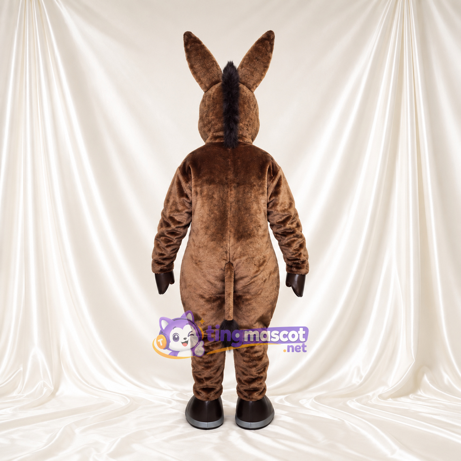 Costume de mascotte Âne – marron – Crinière (noir); Sabots (noir) Costume de mascotte Âne – marron – Crinière (noir); Sabots (noir)