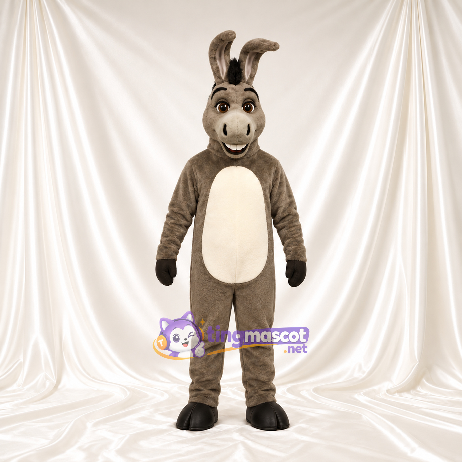 Costume de mascotte Âne – brun grisé – Ventre (crème) Costume de mascotte Âne – brun grisé – Ventre (crème)