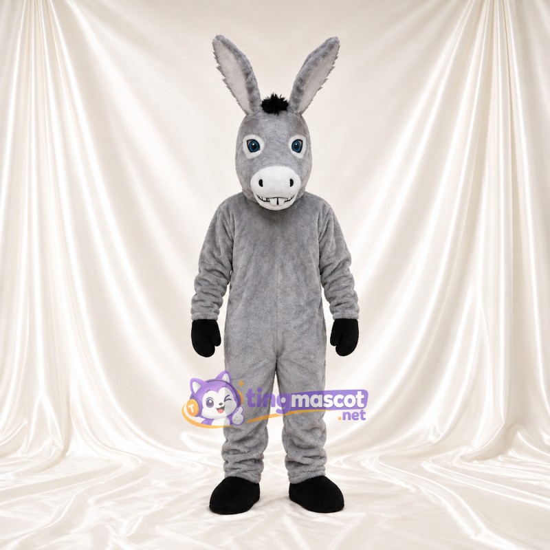 Costume de mascotte Âne – gris – Gants (noir); Museau (blanc) Costume de mascotte Âne – gris – Gants (noir); Museau (blanc)