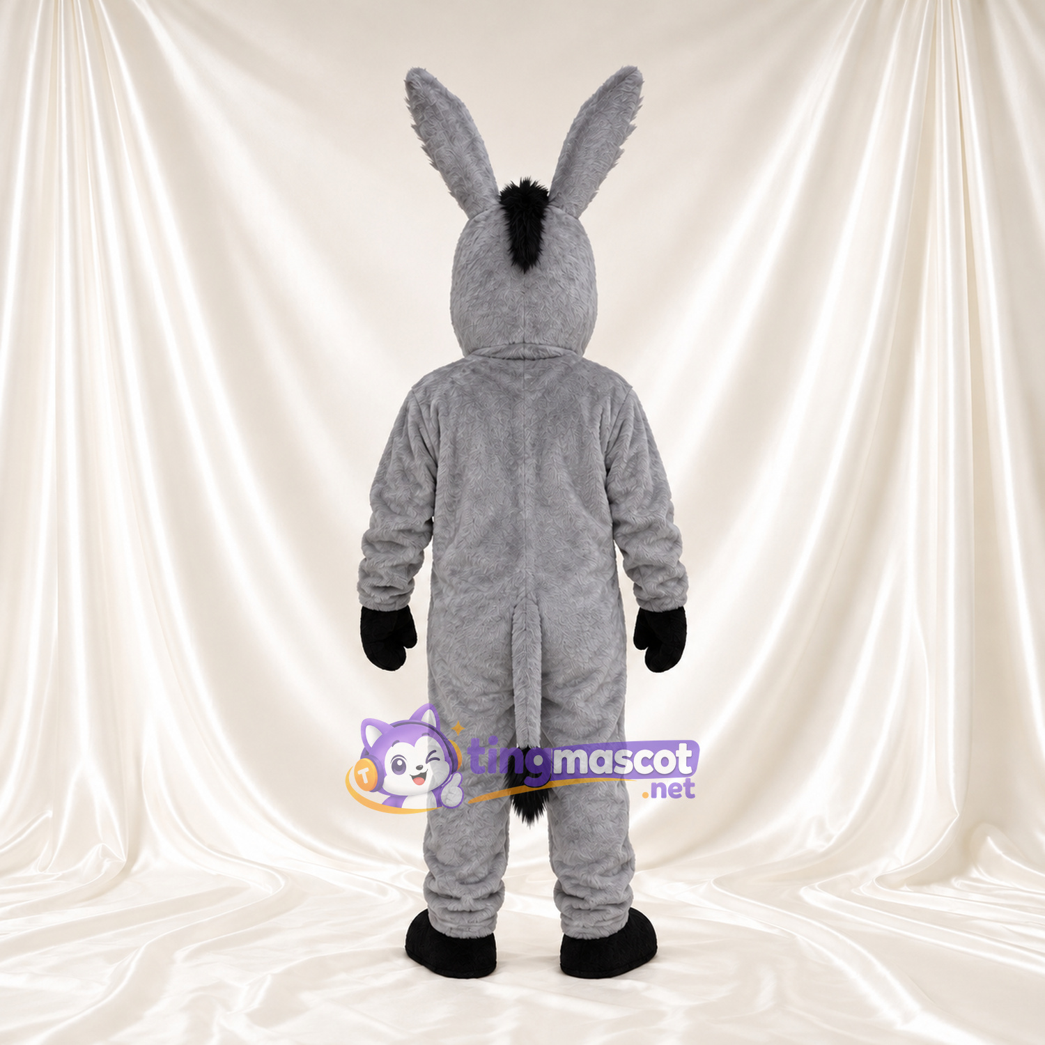 Costume de mascotte Âne – gris – Gants (noir); Museau (blanc) Costume de mascotte Âne – gris – Gants (noir); Museau (blanc)